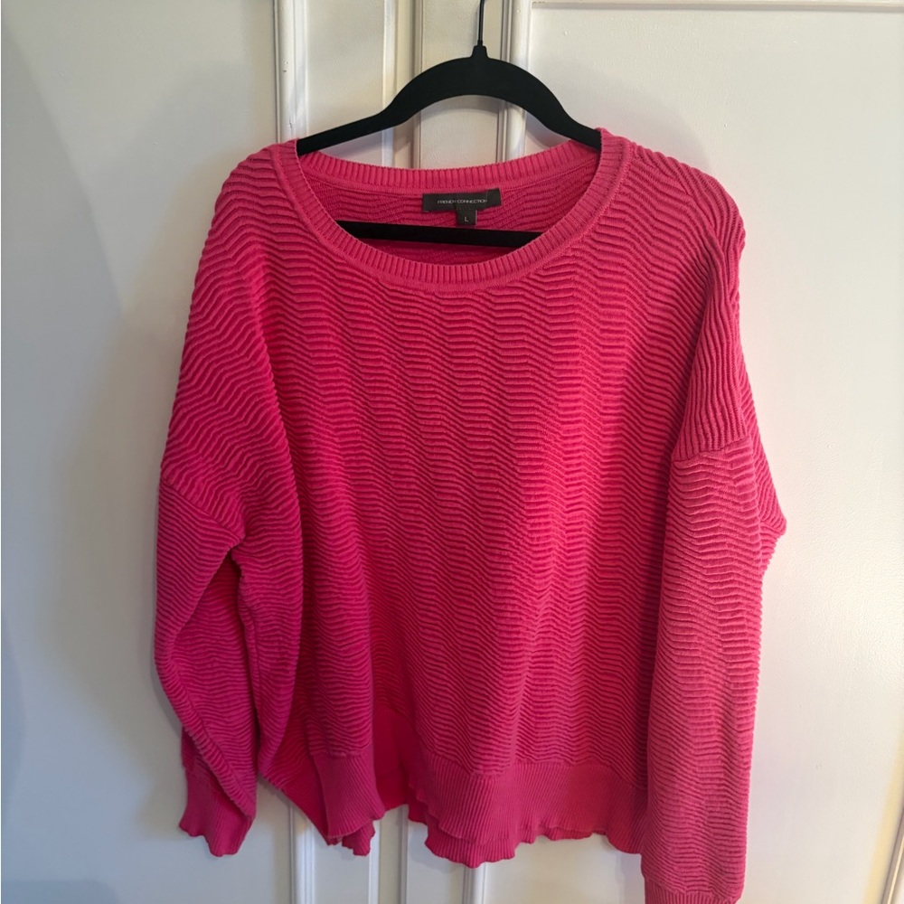 French Connection Vibrant Pink Crew Neck Sweater